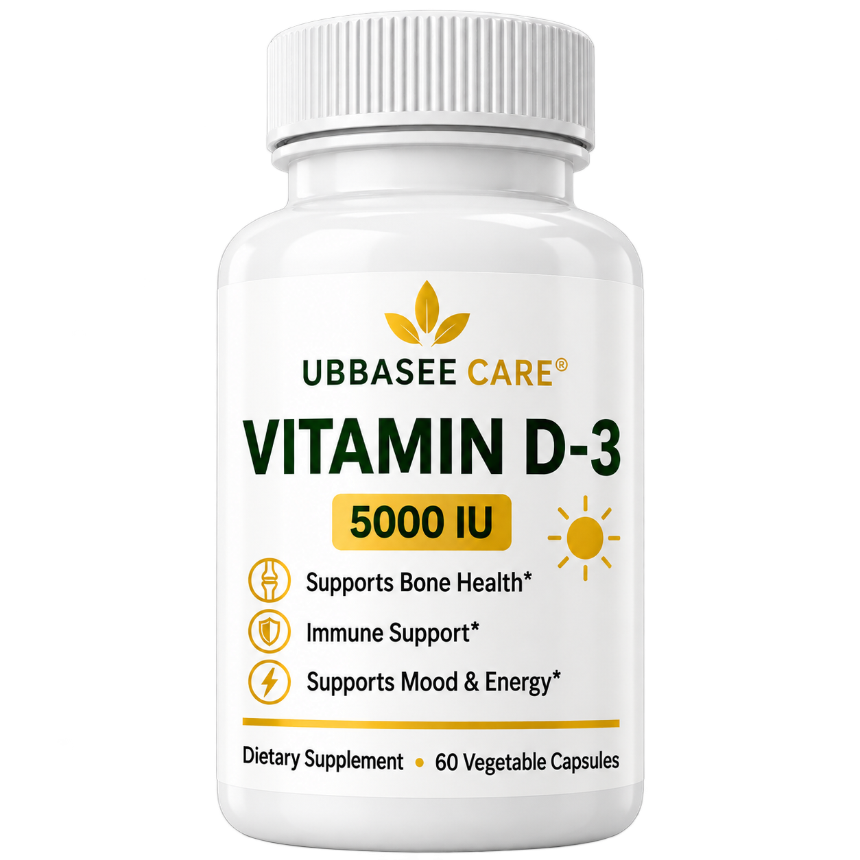 UBBASEE CARE Vitamin D3 5000 IU bottle